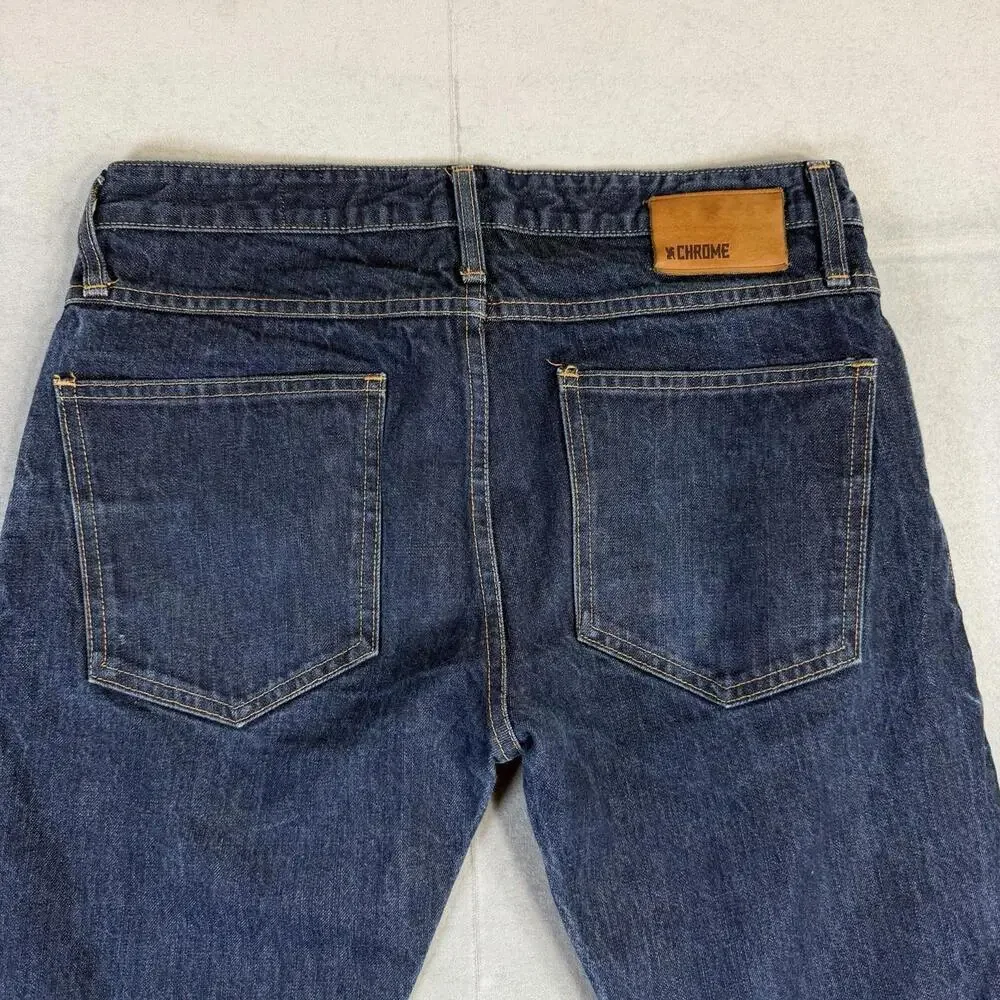 Chrome Industries Jeans Mens 30x33 Blue Dark Wash Slim USA Made A Code Denim